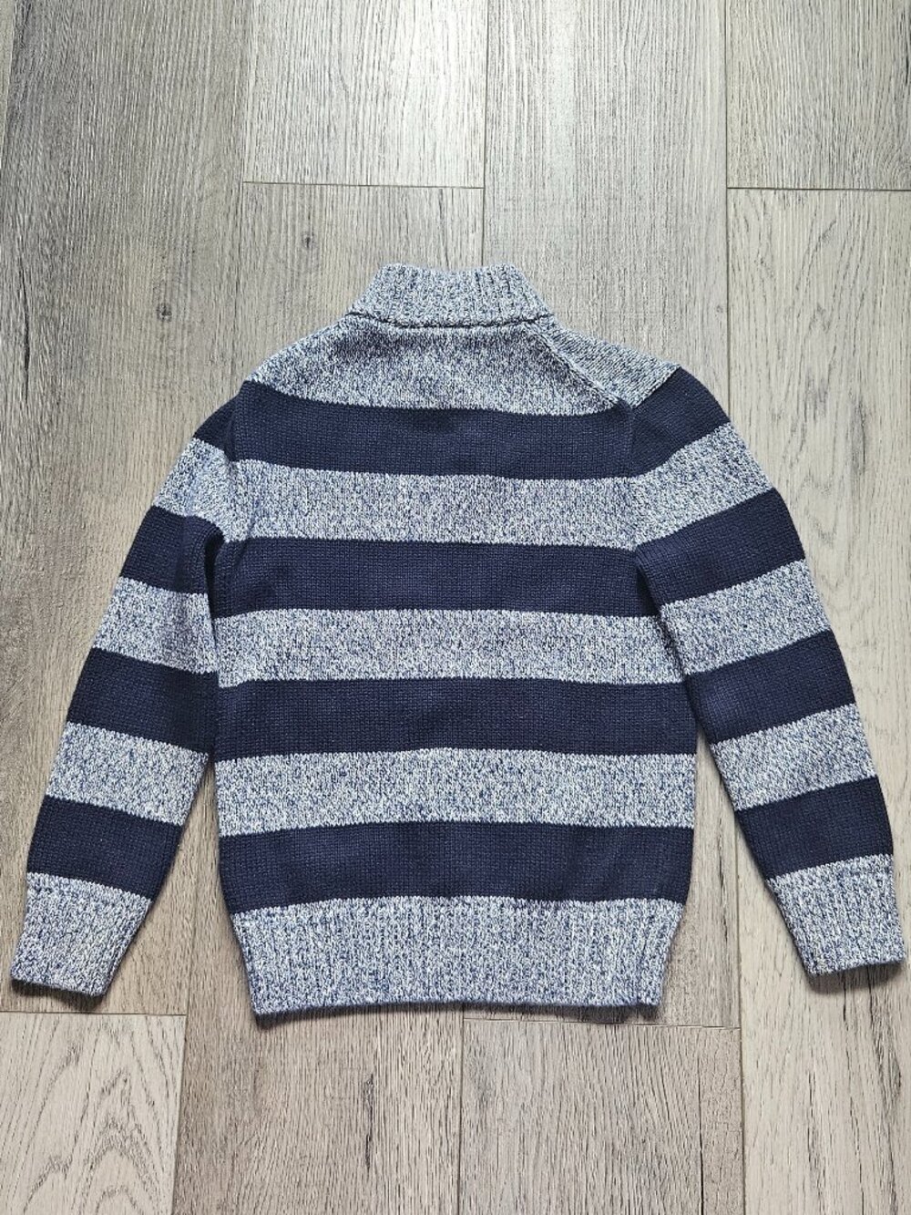 Polo Ralph Lauren Boys Size 7 Button Collar Sweater Navy Blue Striped Knit 7 - Picture 2 of 7